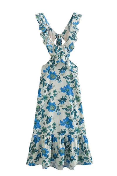 Rosea Floral Kjole med Volanger