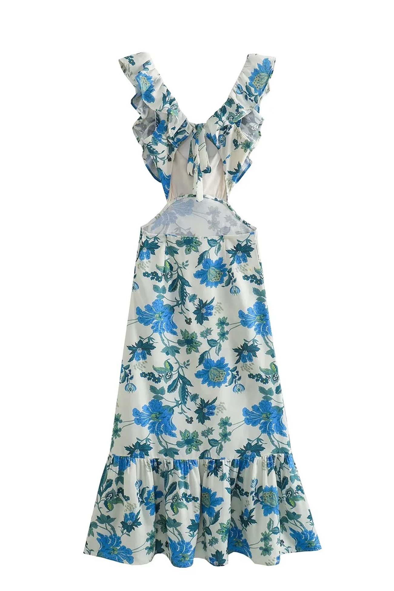 Rosea Floral Kjole med Volanger