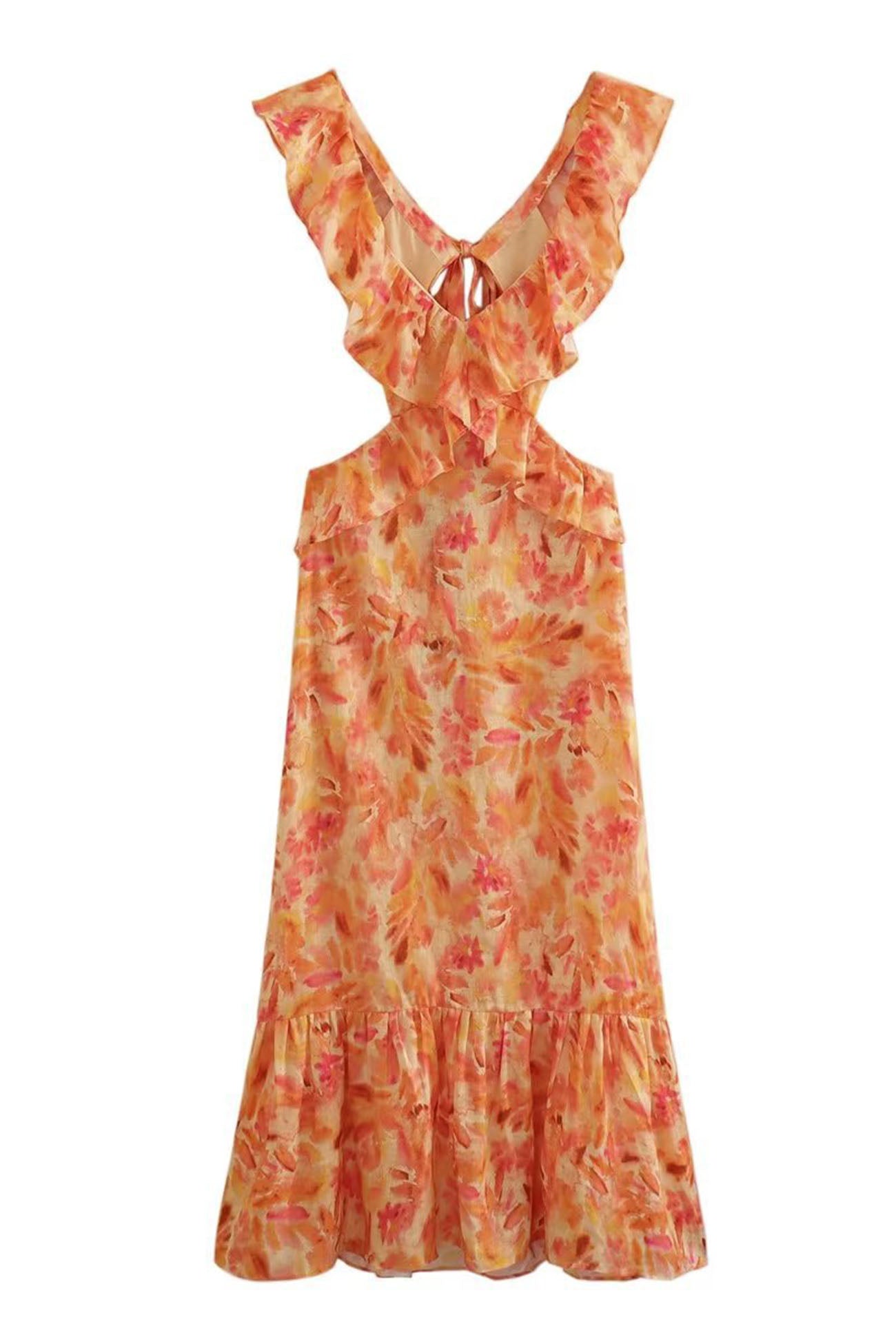 Rosea Floral kjole med flæser