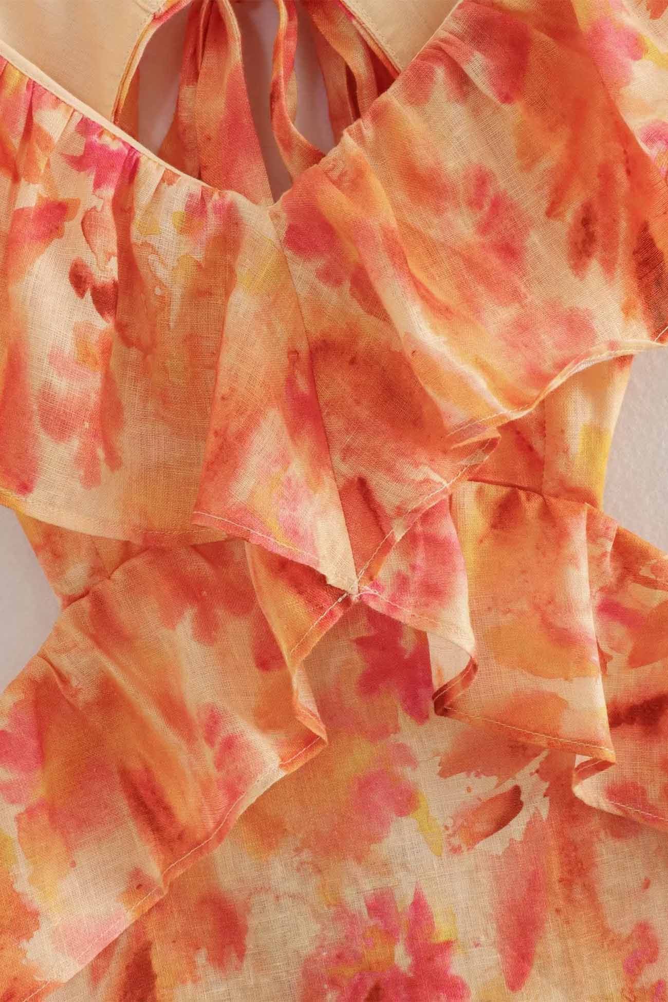 Rosea Floral kjole med flæser