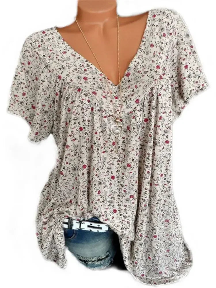 Sommerbluse med Blomsterprint | Olsen & Olsen™