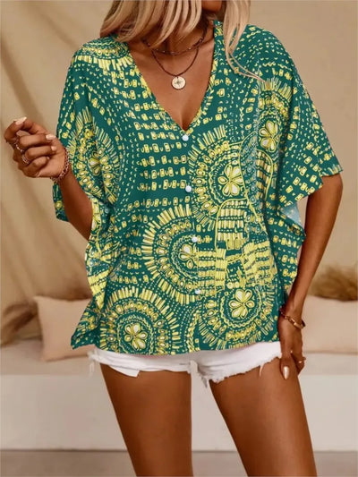 Ellaine | Boho blouse med levende print