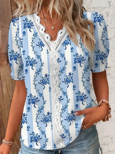 Blomster Blonde V-Hals Bluse | Olsen & Olsen™ - DK