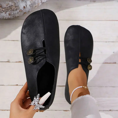 Dame Mokkasiner i Suede med Knapper