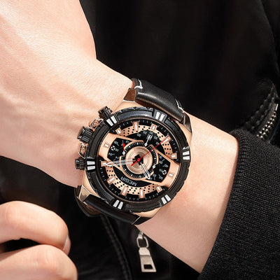 Luksus Kvarts Chronograph Militær Sport Læder Ur