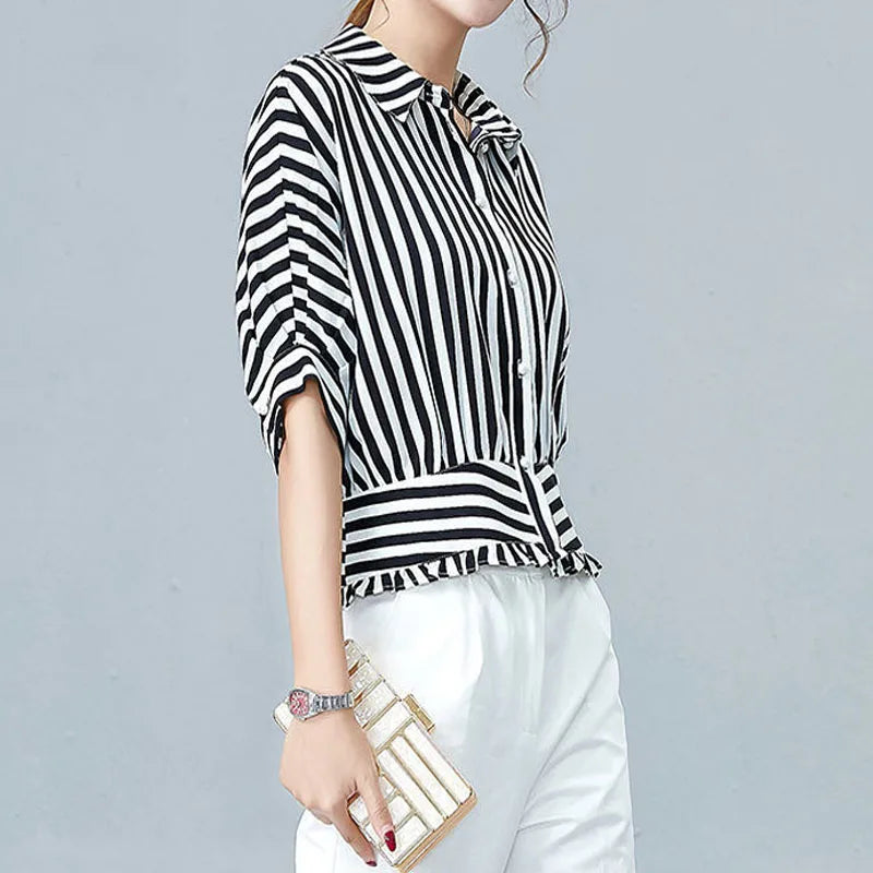 Chemise Top Stil Italiensk Med Striber