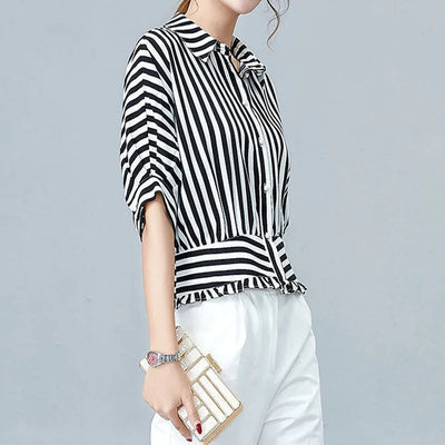 Chemise Top Stil Italiensk Med Striber