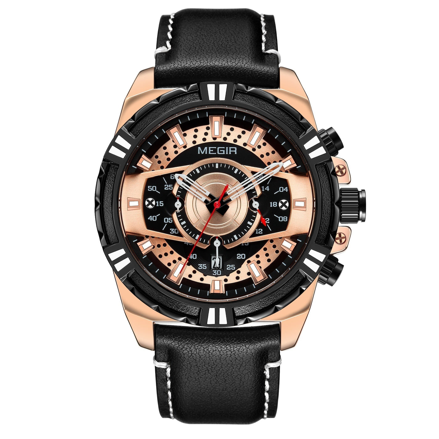 Luksus Kvarts Chronograph Militær Sport Læder Ur