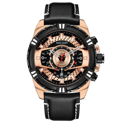 Luksus Kvarts Chronograph Militær Sport Læder Ur