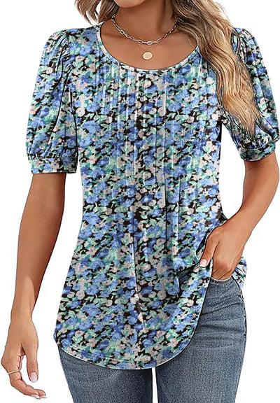 Blomsterprint Tunika med Puffærmer | Olsen & Olsen™
