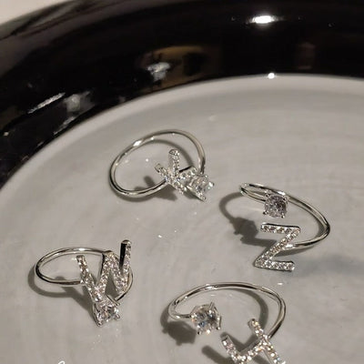 Zirkonia Bogstav Sterling Sølv Ring