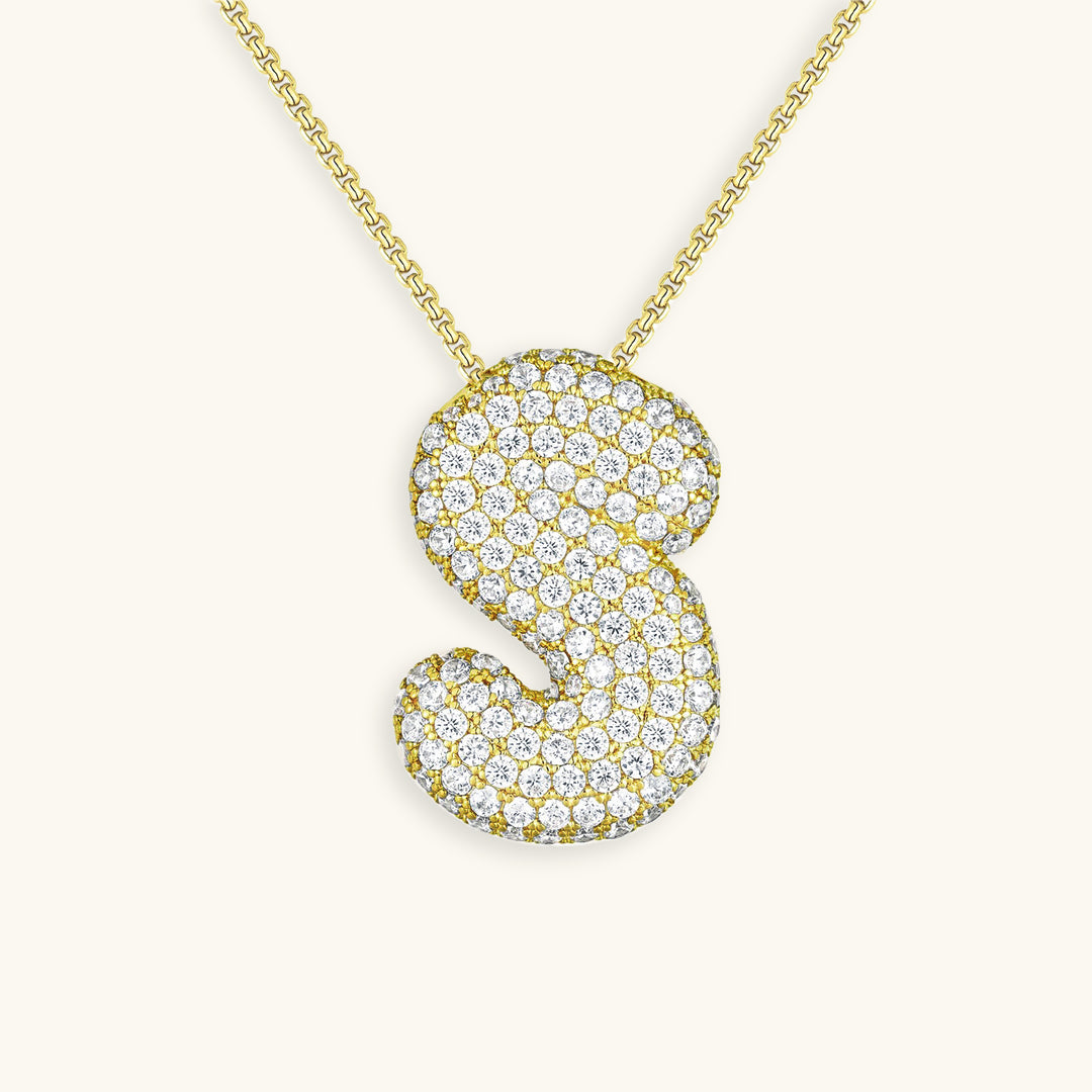 Navnesmykke Bubble med diamant | 18k Guld