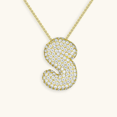 Navnesmykke Bubble med diamant | 18k Guld