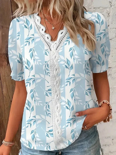 Blomster Blonde V-Hals Bluse | Olsen & Olsen™ - DK