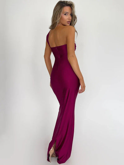 Rosea maxikjole bodycon med én skulder uden stropper