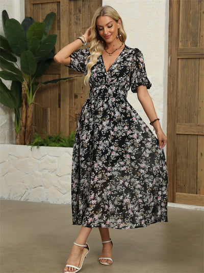 Chloe™ Chiffon Blomstret Kjole - Elegance til Hverdag - DK