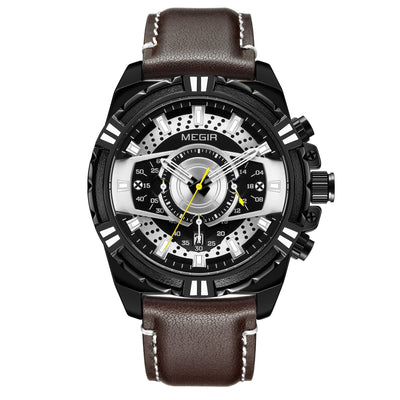 Luksus Kvarts Chronograph Militær Sport Læder Ur