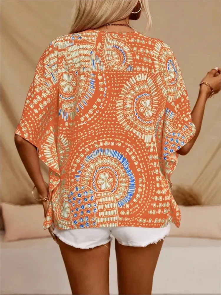 Ellaine | Boho blouse med levende print