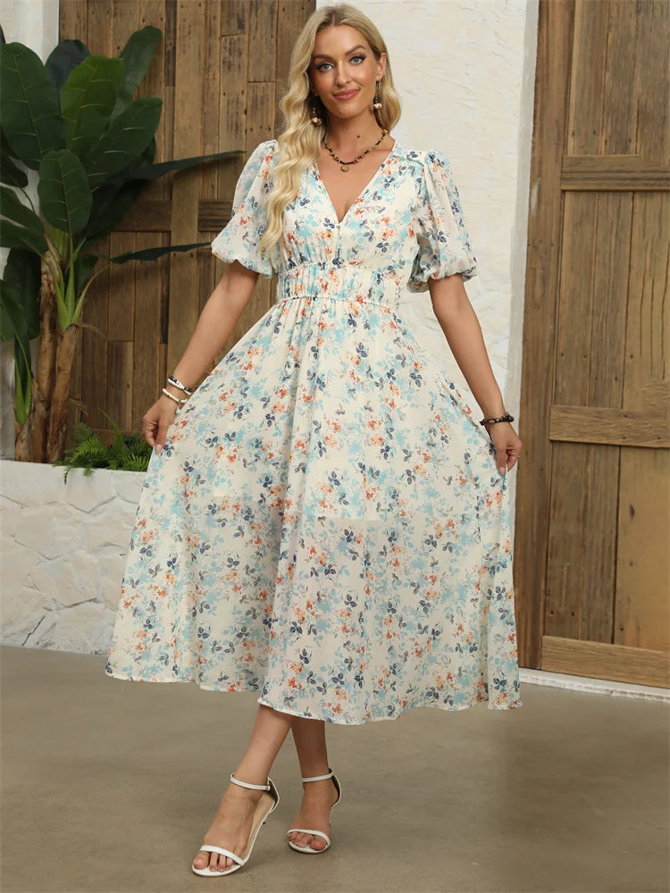 Chloe™ Chiffon Blomstret Kjole - Elegance til Hverdag - DK