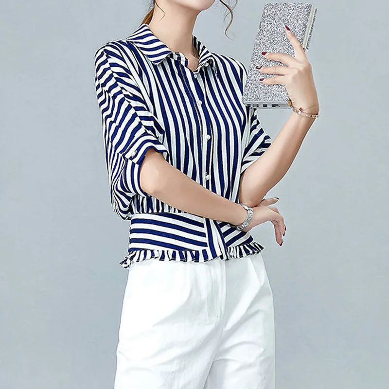 Chemise Top Stil Italiensk Med Striber