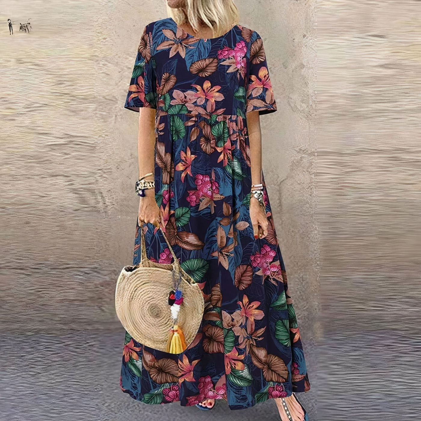 Elegant og Flydende Maxi Kjole Lotte™ med Blomster Charme™ - Olsen & Olsen - DK