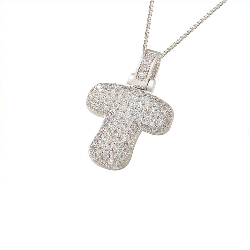 Pave Bubble Halskæde med Initial | 18k Guld