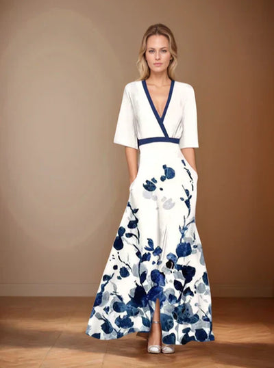 Rosa blomster elegant casual kjole