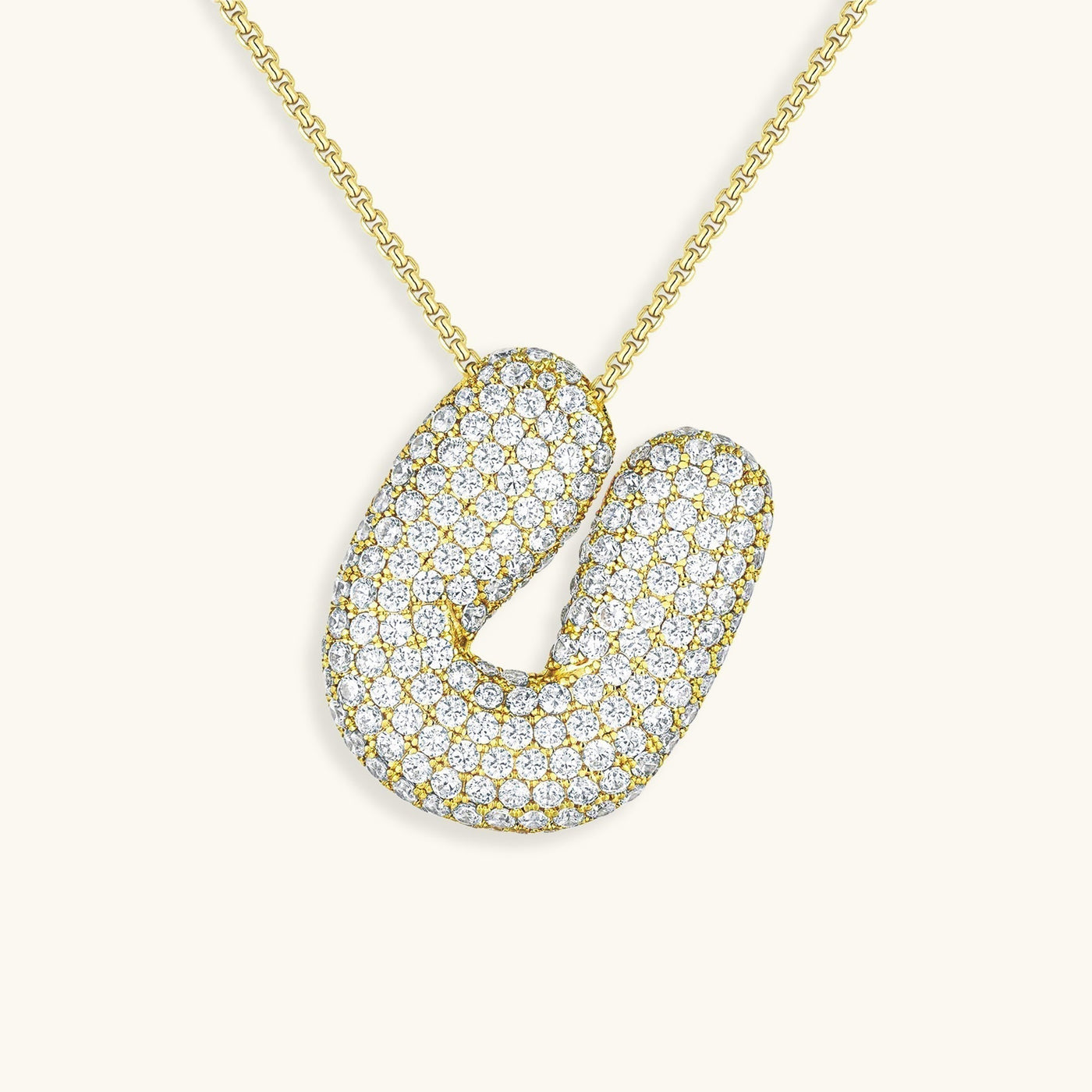 Navnesmykke Bubble med diamant | 18k Guld