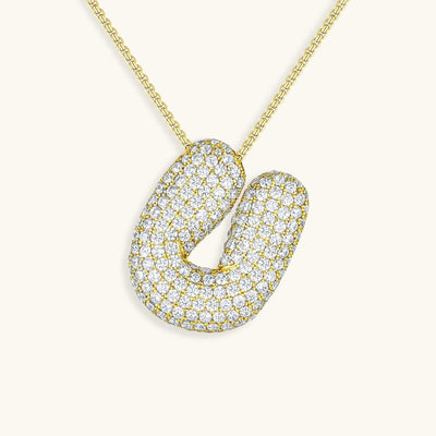 Navnesmykke Bubble med diamant | 18k Guld