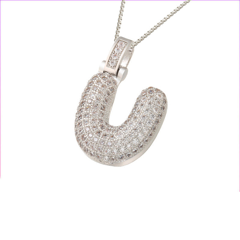 Pave Bubble Halskæde med Initial | 18k Guld