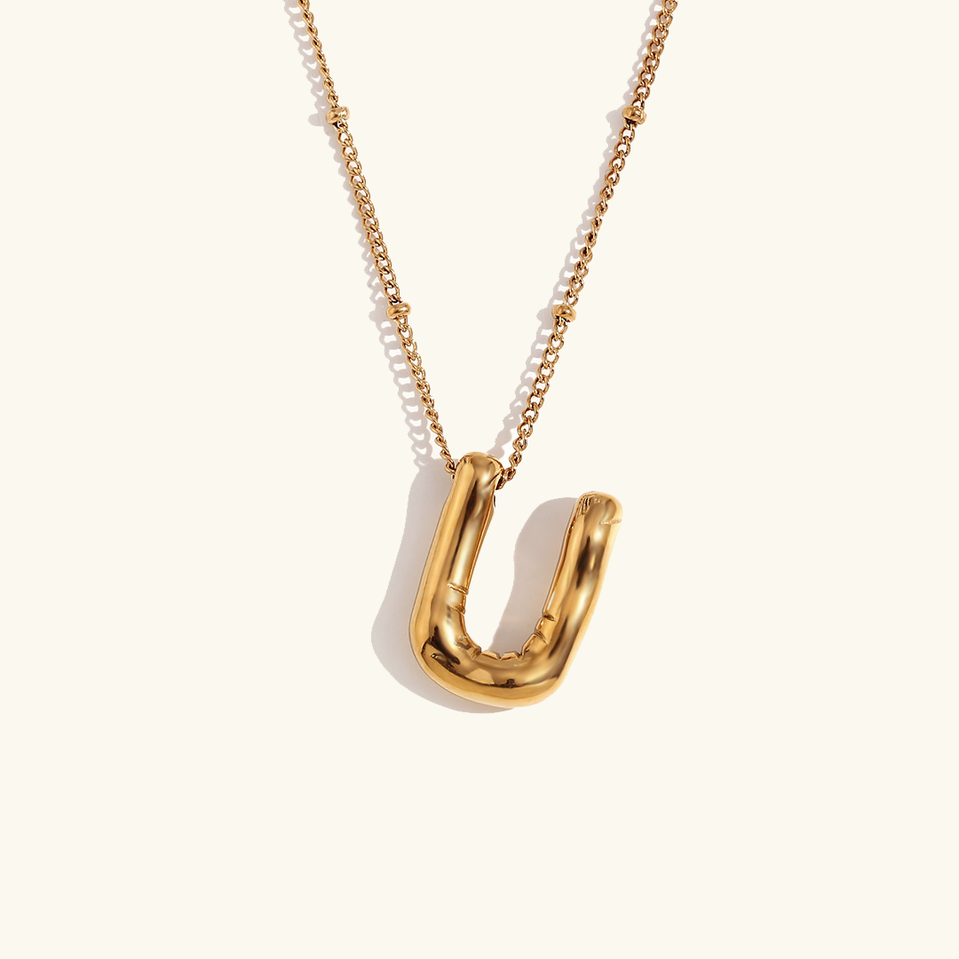 Næseørering med initialer i bobleform | Guld 18k