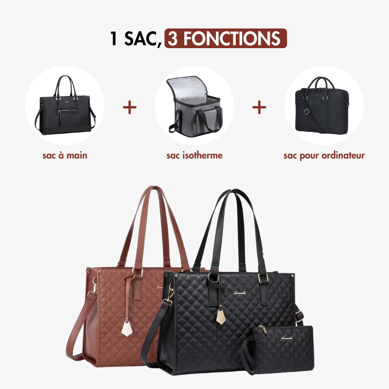 3-i-1 Læder Taske + Matchende Clutch (GAVE)