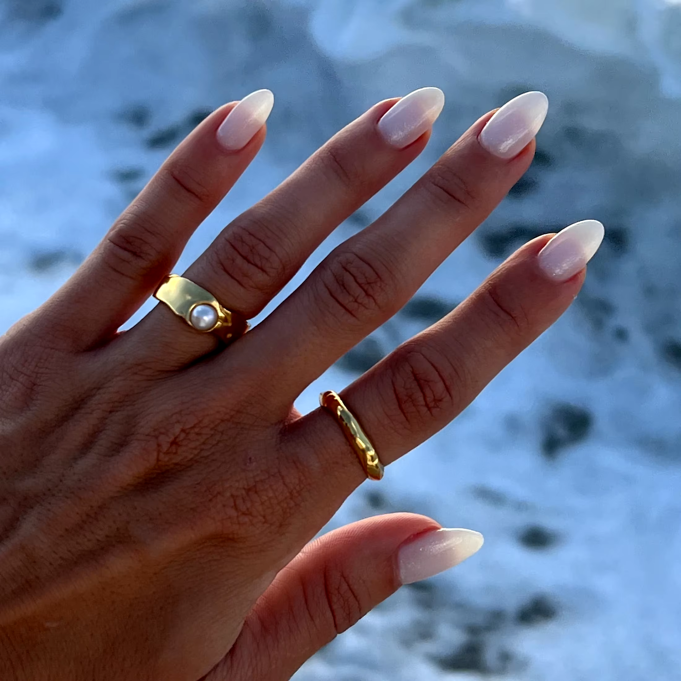 Tidless Naturlig Guld Perle Ring
