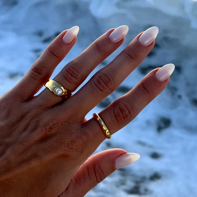 Tidless Naturlig Guld Perle Ring