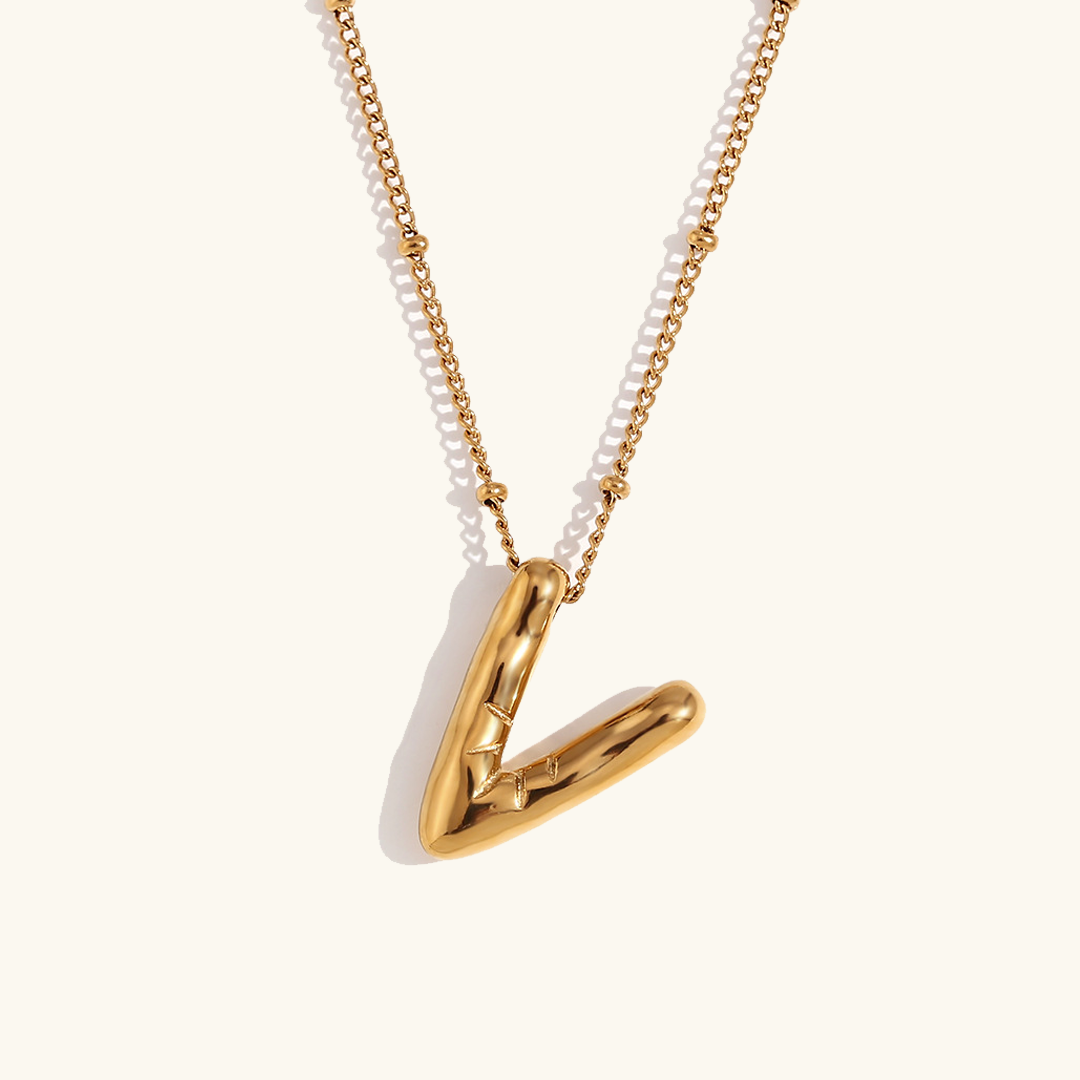 Næseørering med initialer i bobleform | Guld 18k