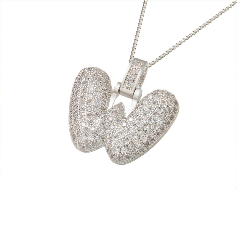 Pave Bubble Halskæde med Initial | 18k Guld
