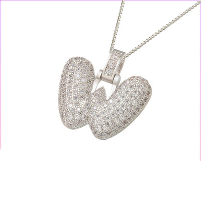 Pave Bubble Halskæde med Initial | 18k Guld