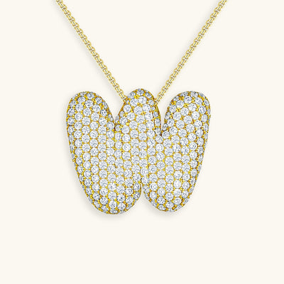 Navnesmykke Bubble med diamant | 18k Guld
