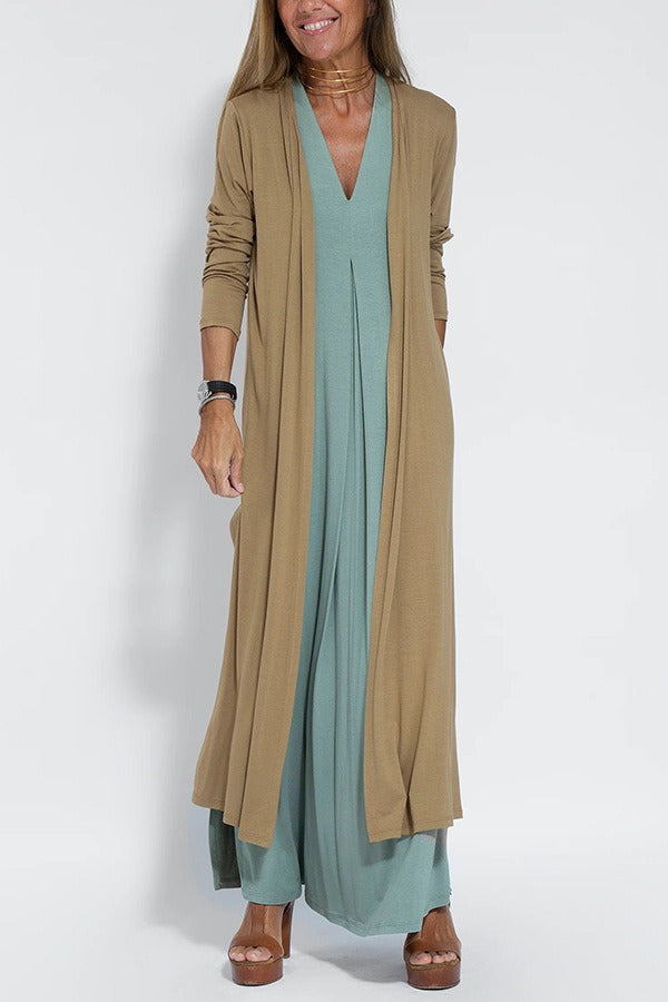 Leila™ | Elegant lang kjole + Gratis matchende cardigan
