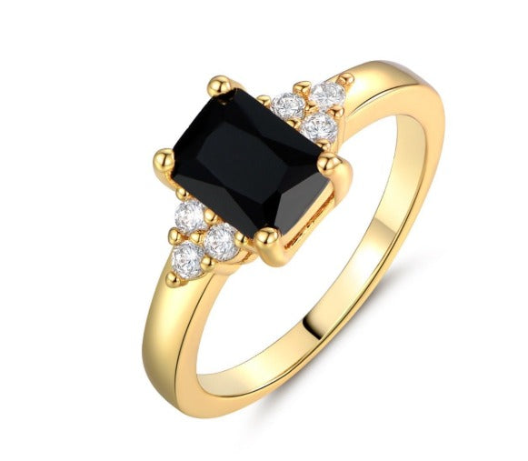 Sort Spinel Baguette Ring | Guld 14k - DK