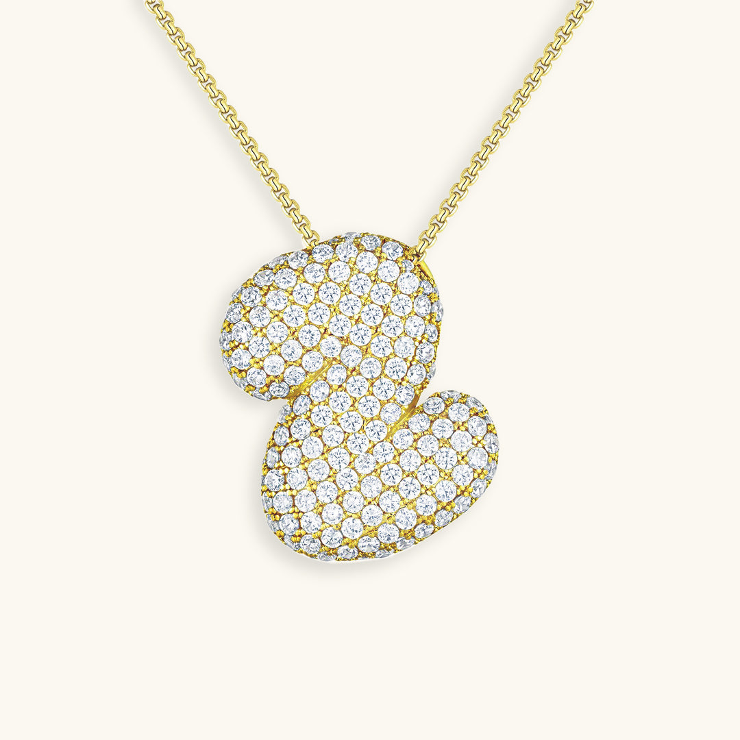 Navnesmykke Bubble med diamant | 18k Guld