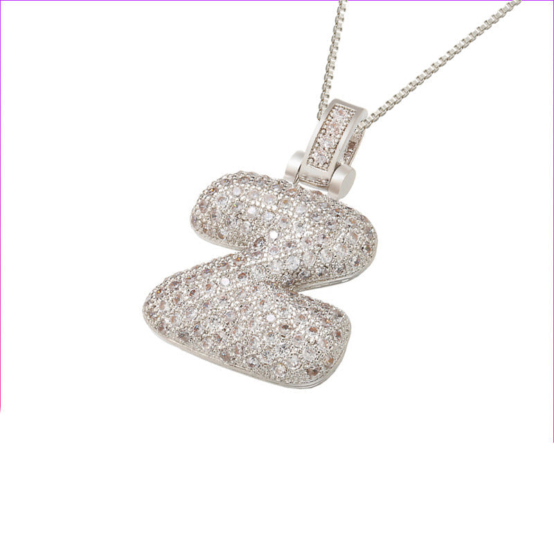 Pave Bubble Halskæde med Initial | 18k Guld
