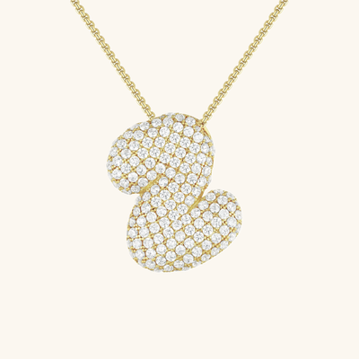 Navnesmykke Bubble med diamant | 18k Guld