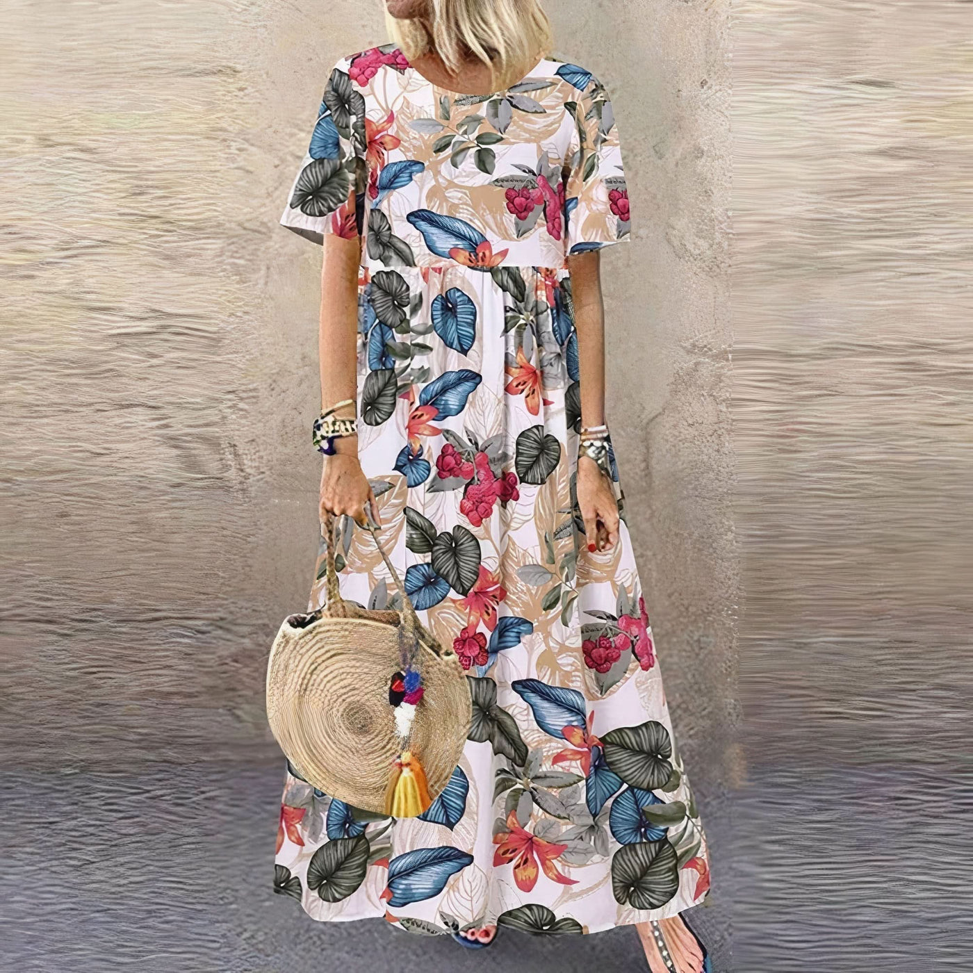 Elegant og Flydende Maxi Kjole Lotte™ med Blomster Charme™ - Olsen & Olsen - DK