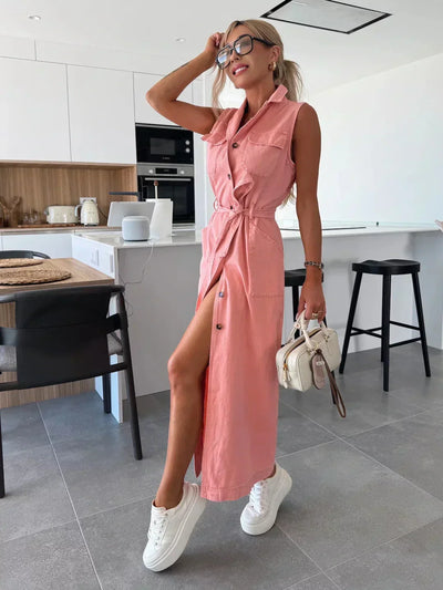 Sanne | Maxi Denim Kjole med Tidløs Elegance