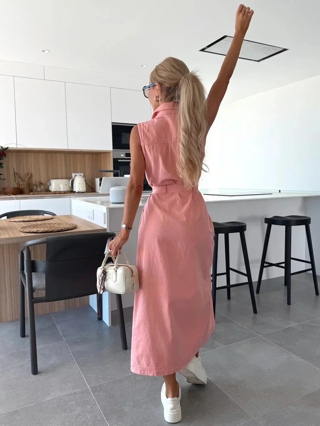 Sanne | Maxi Denim Kjole med Tidløs Elegance