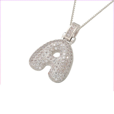Pave Bubble Halskæde med Initial | 18k Guld