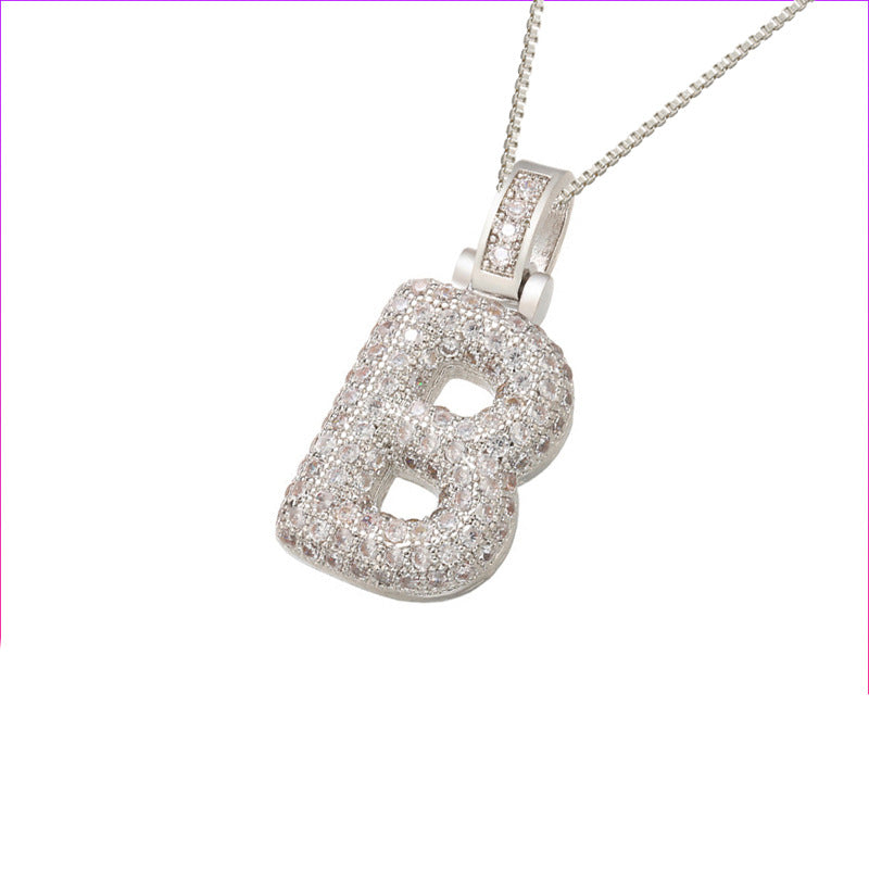 Pave Bubble Halskæde med Initial | 18k Guld