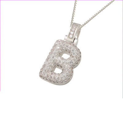 Pave Bubble Halskæde med Initial | 18k Guld