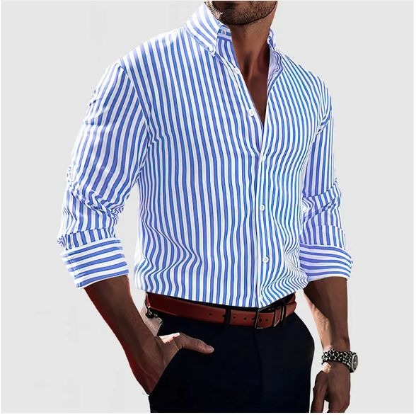 Mormon - Casual Stribet Button-Up Skjorte